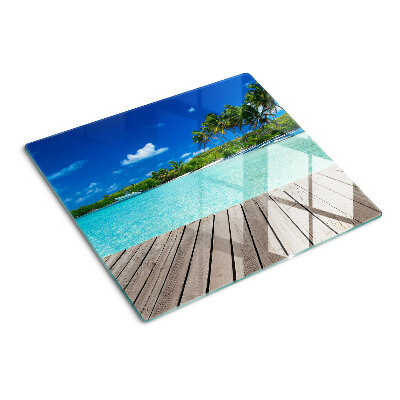 Snijplanken glas Tropisch strand met palmbomen