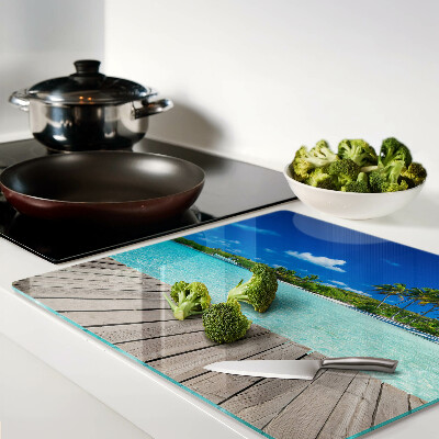 Snijplanken glas Tropisch strand met palmbomen