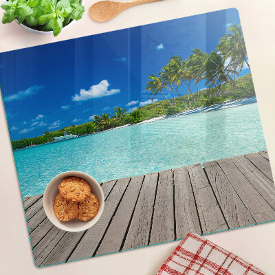 Snijplanken glas Tropisch strand met palmbomen