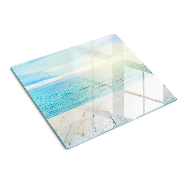 Snijplanken glas De zee en de houten steiger