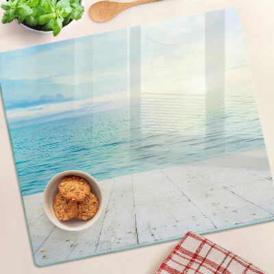 Snijplanken glas De zee en de houten steiger