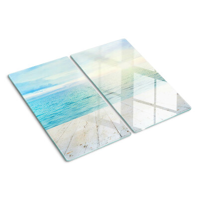 Snijplanken glas De zee en de houten steiger