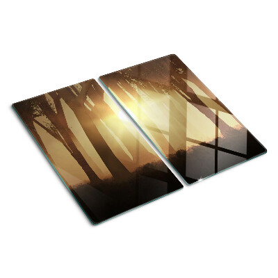 Snijplanken glas Zonsondergang in het bos