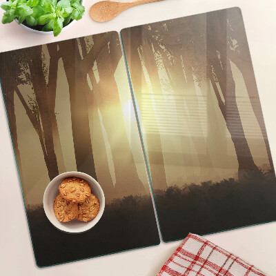 Snijplanken glas Zonsondergang in het bos