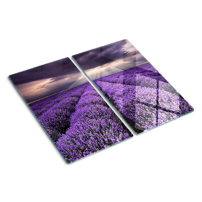 Glazen snijplanken Lavendelveld met zonsondergang