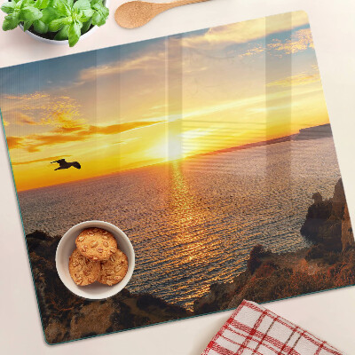 Snijplanken glas Zonsondergang over de zee