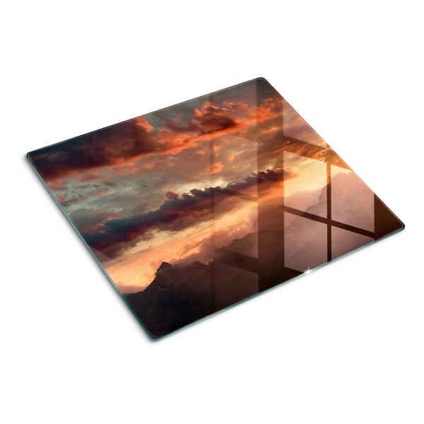 Snijplanken glas Zonsondergang over de bergen