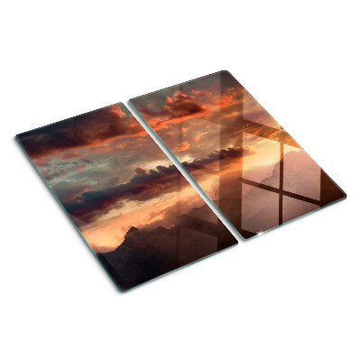 Snijplanken glas Zonsondergang over de bergen