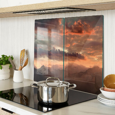 Snijplanken glas Zonsondergang over de bergen