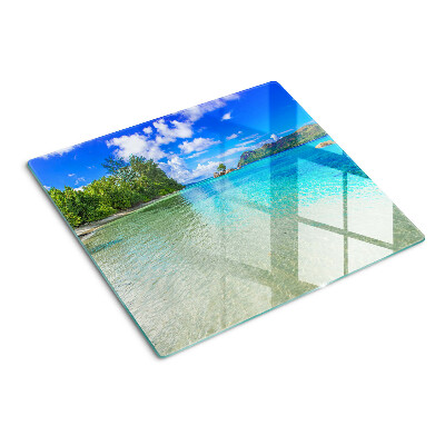 Snijplanken glas Tropisch strand met azuurblauw water