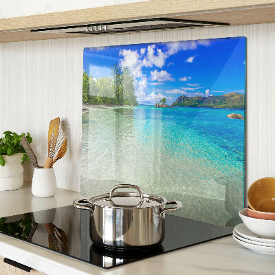 Snijplanken glas Tropisch strand met azuurblauw water