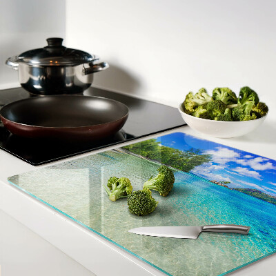 Snijplanken glas Tropisch strand met azuurblauw water