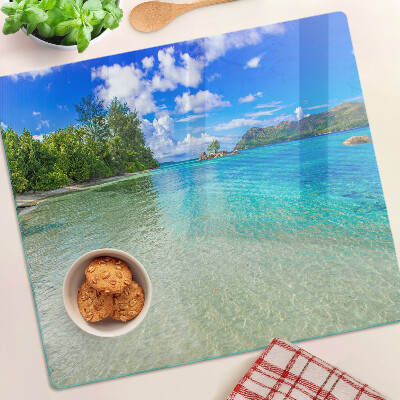 Snijplanken glas Tropisch strand met azuurblauw water