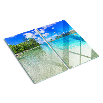 Snijplanken glas Tropisch strand met azuurblauw water
