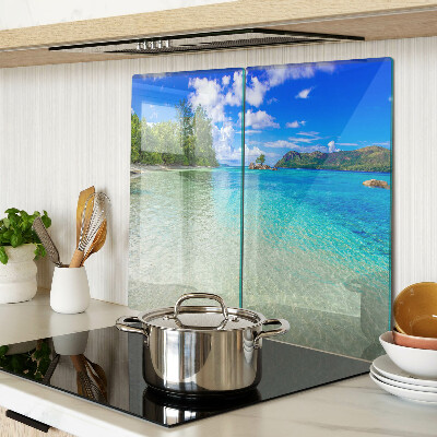 Snijplanken glas Tropisch strand met azuurblauw water