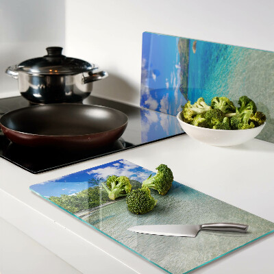 Snijplanken glas Tropisch strand met azuurblauw water