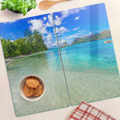 Snijplanken glas Tropisch strand met azuurblauw water