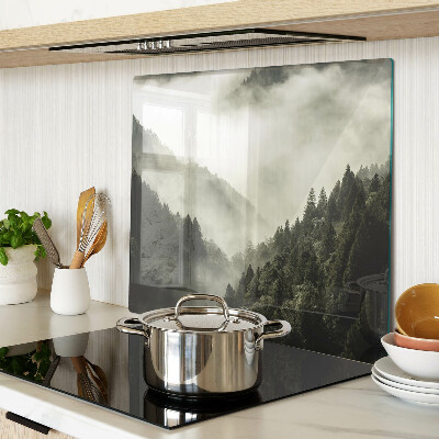 Snijplanken glas Berglandschap met mist