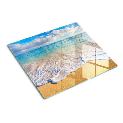 Glazen snijplanken Strand met golven en wolken