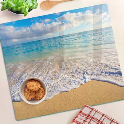 Glazen snijplanken Strand met golven en wolken