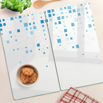 Snijplanken glas Blauwe vierkanten op een witte achtergrond
