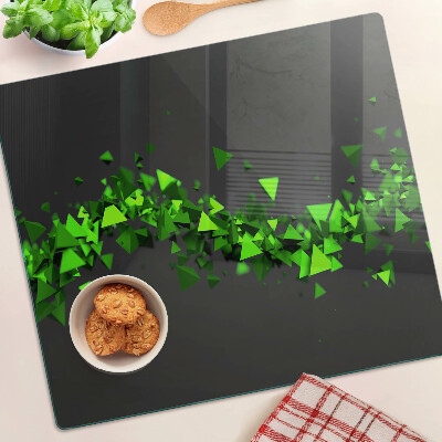 Snijplanken glas Groene driehoeken op een zwarte achtergrond