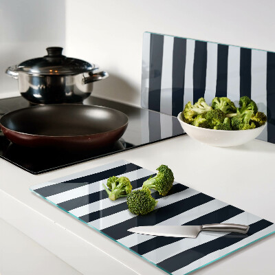 Snijplanken glas Marineblauwe en witte verticale strepen