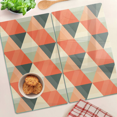 Snijplanken glas Driehoeken in tinten oranje