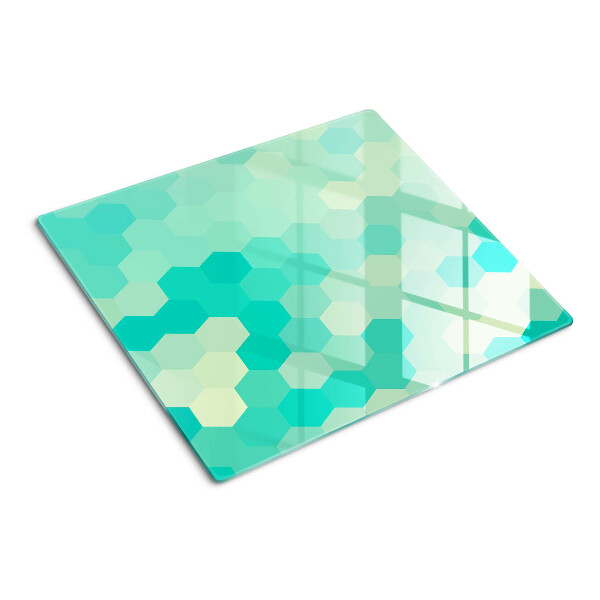 Glazen snijplanken Zeshoekig patroon in turquoise tinten