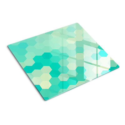 Glazen snijplanken Zeshoekig patroon in turquoise tinten