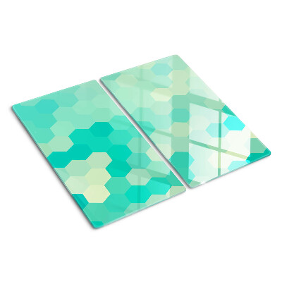 Glazen snijplanken Zeshoekig patroon in turquoise tinten
