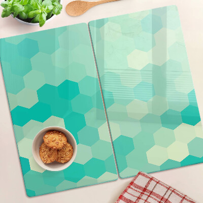 Glazen snijplanken Zeshoekig patroon in turquoise tinten