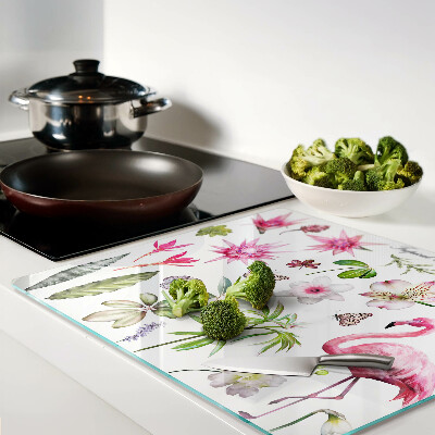 Snijplanken glas Tropische bloemen- en vogelcollectie