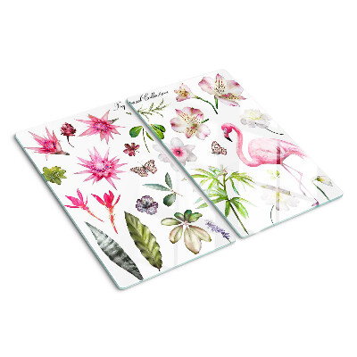 Snijplanken glas Tropische bloemen- en vogelcollectie
