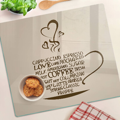 Glazen snijplanken Koffie en hart