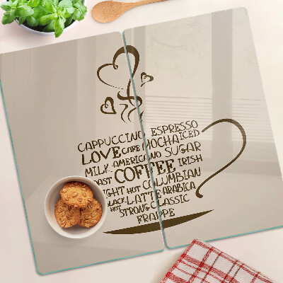Glazen snijplanken Koffie en hart