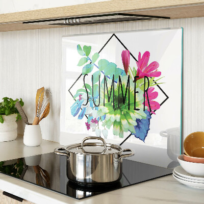 Snijplanken glas Zomerbloemen met het opschrift 