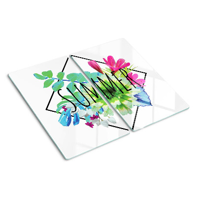 Snijplanken glas Zomerbloemen met het opschrift 
