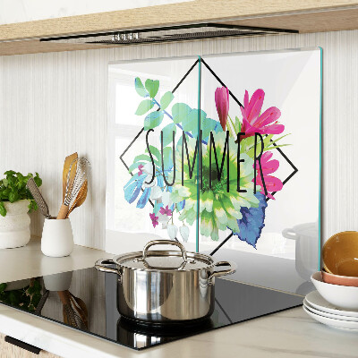 Snijplanken glas Zomerbloemen met het opschrift 
