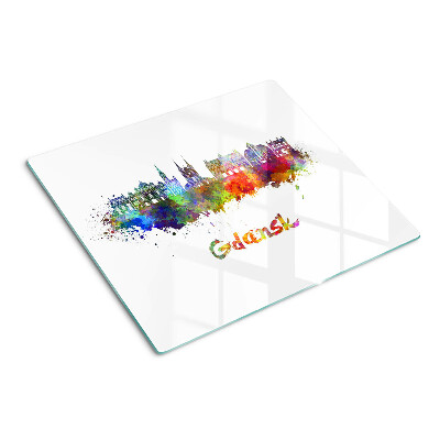 Snijplanken glas Gdansk in aquarelkleuren