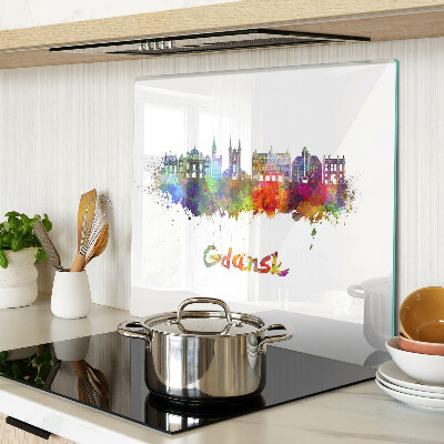 Snijplanken glas Gdansk in aquarelkleuren