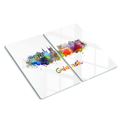 Snijplanken glas Gdansk in aquarelkleuren