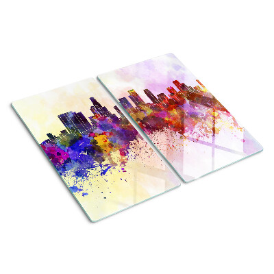 Snijplanken glas Aquarel stadssilhouetlandschap