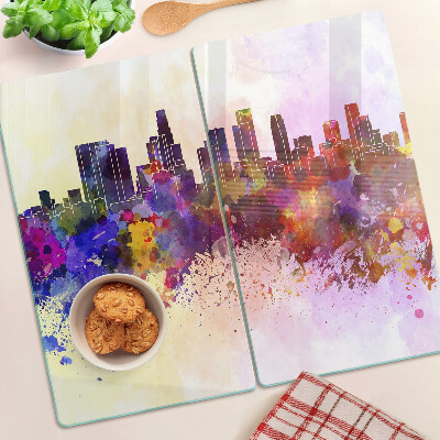 Snijplanken glas Aquarel stadssilhouetlandschap