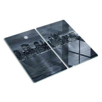 Snijplanken glas Panorama van de nachtelijke stad