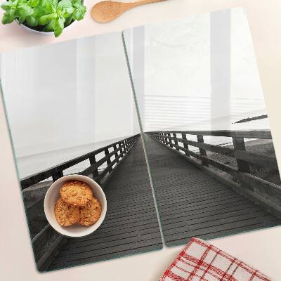 Snijplanken glas Houten steiger over het water