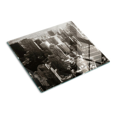Snijplanken glas Panorama van de stad in zwart-wittinten