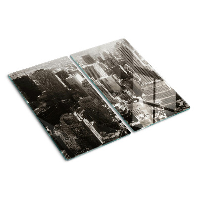 Snijplanken glas Panorama van de stad in zwart-wittinten