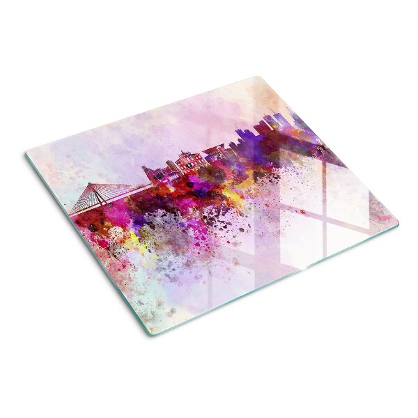 Snijplanken glas Stad in aquarelstijl