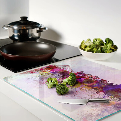Snijplanken glas Stad in aquarelstijl